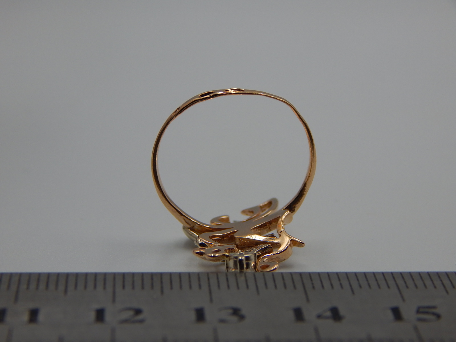 Кольцо из красного и белого золота с цирконием (32641039) 5