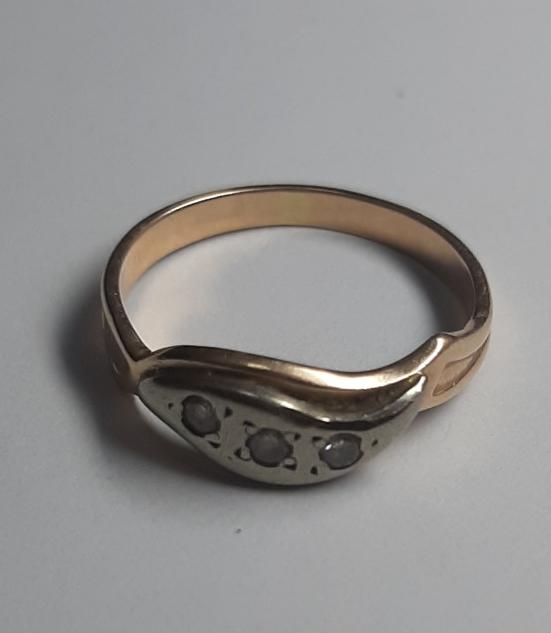 Кольцо из красного и белого золота с цирконием (33649920) 3
