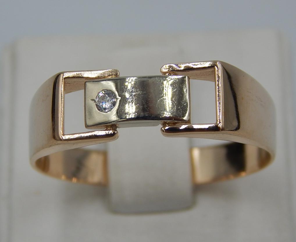 Перстень из красного и белого золота с цирконием (29220005) 2