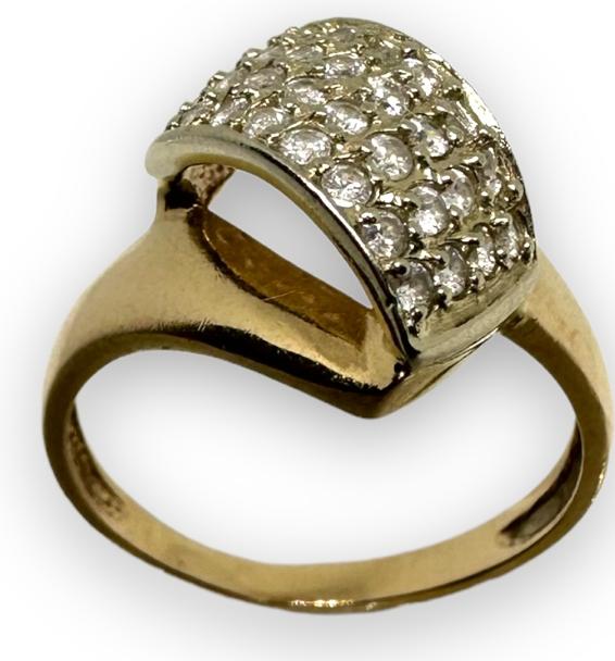 Кольцо из красного и белого золота с цирконием (29847330) 3