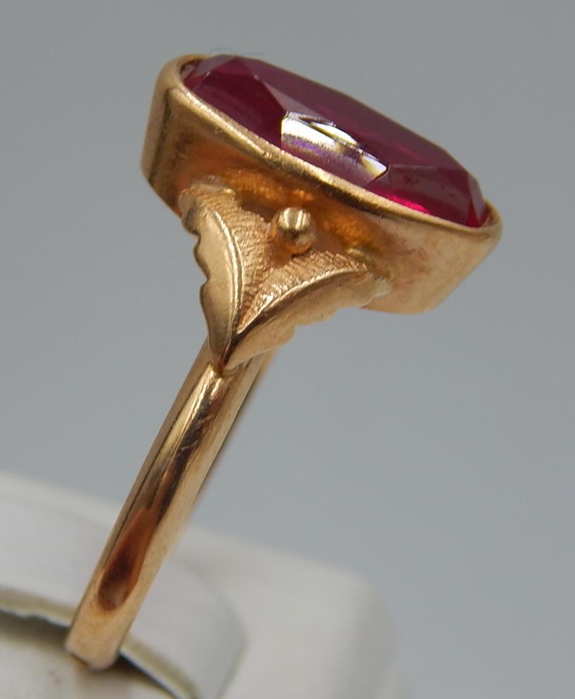 Кольцо из красного золота с корундом (28994481) 6