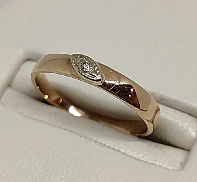 Кольцо из красного и белого золота с бриллиантом (-ми) (33813234)  2