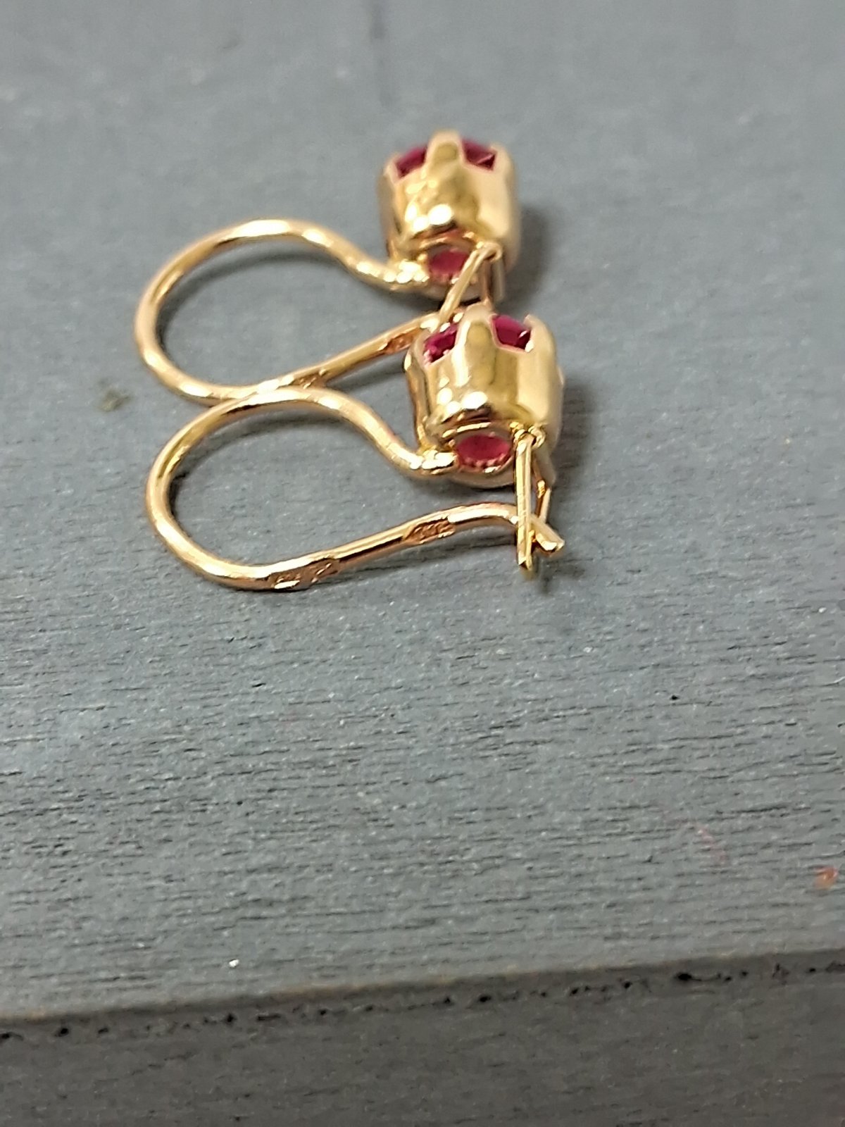 Сережки з червоного золота з корундом (31266190) 4