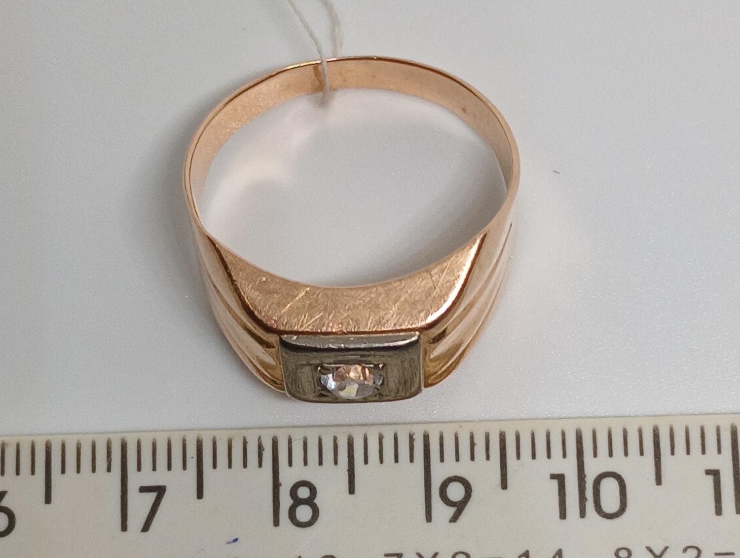 Перстень из красного и белого золота с цирконием (33657305)  1