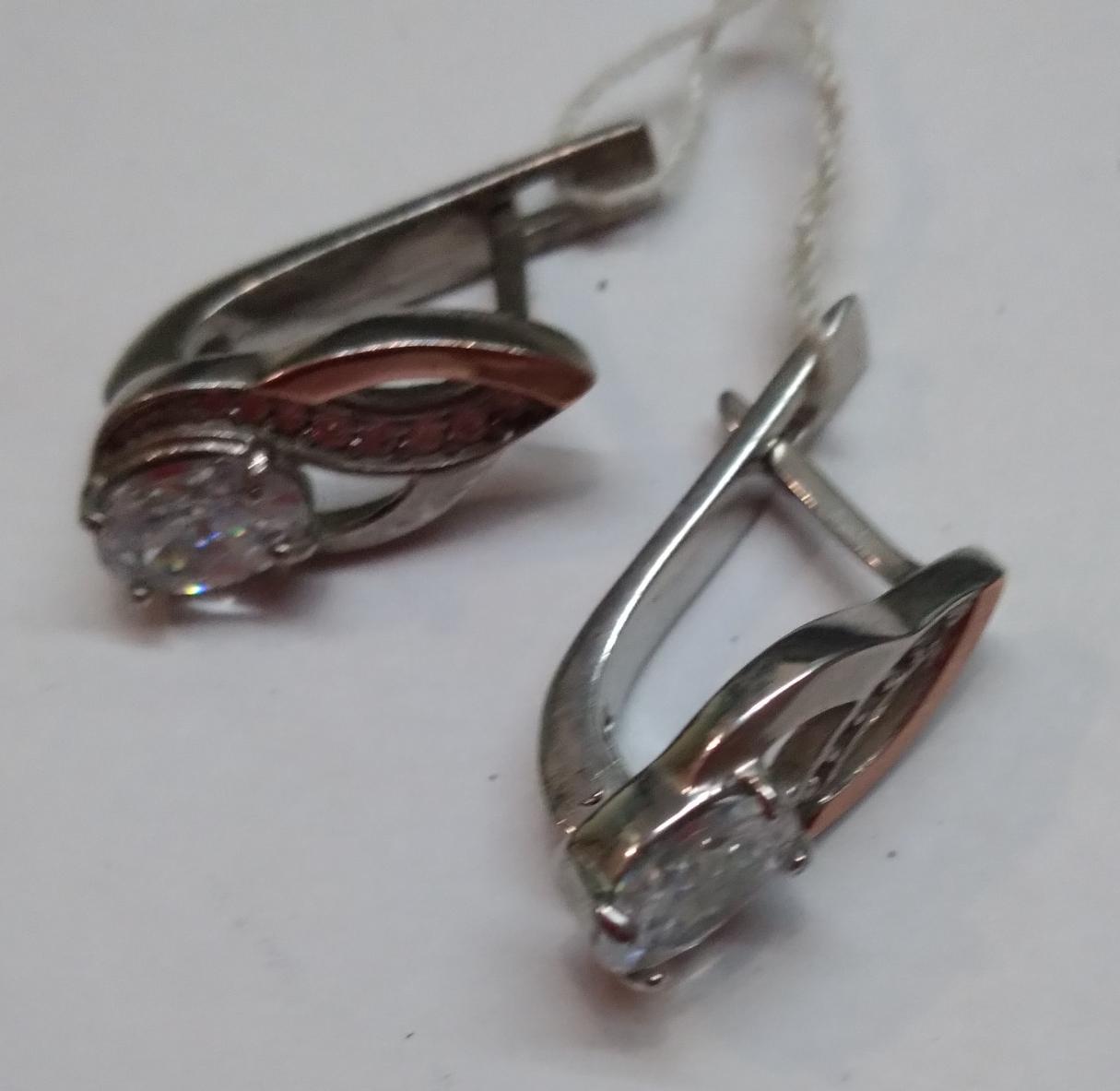 Срібні сережки з позолотою та цирконієм (30257738) 1