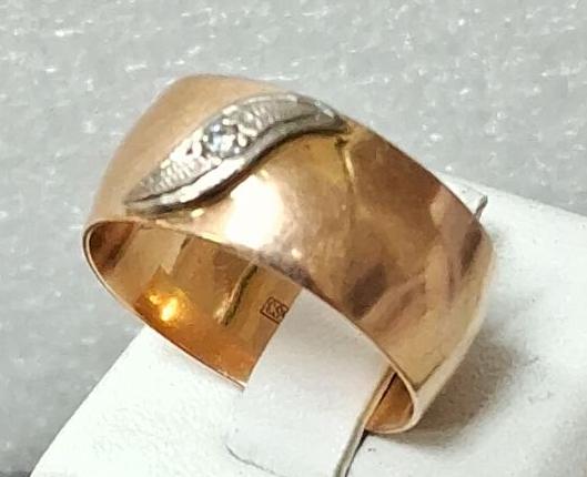 Обручальное кольцо из красного и белого золота с бриллиантом (-ми) (31014223) 1