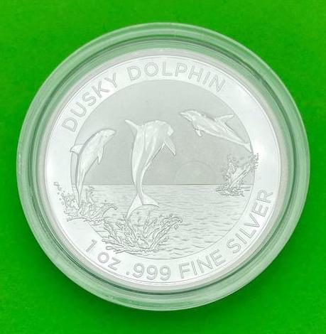 Серебряная монета 1oz Темный Дельфин 1 доллар 2022 Австралия (29128422) 0