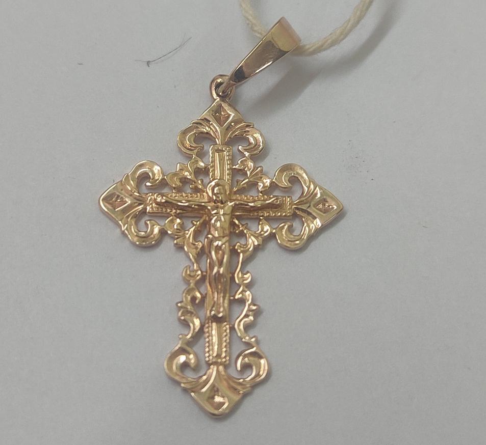Підвіс-хрест з жовтого золота (33112647) 0