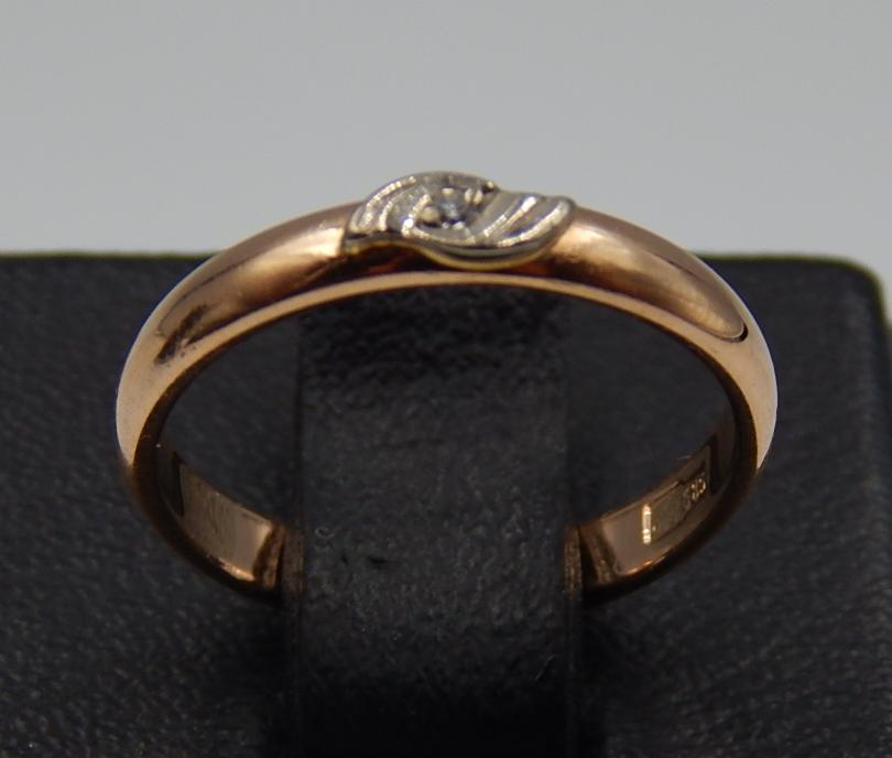 Кольцо из красного и белого золота с бриллиантом (-ми) (31647308) 0