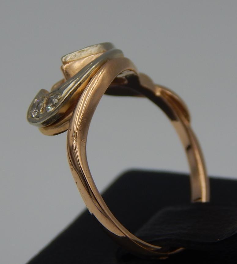 Кольцо из красного и белого золота с цирконием (28356601) 2