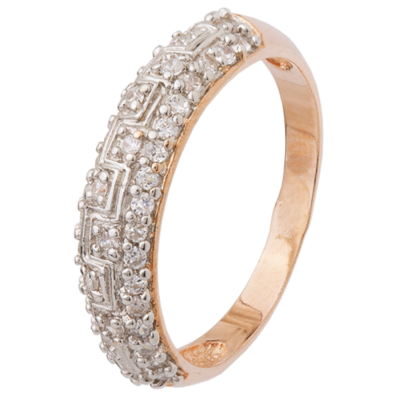 Серебряное кольцо с позолотой и цирконием (30513901) 4