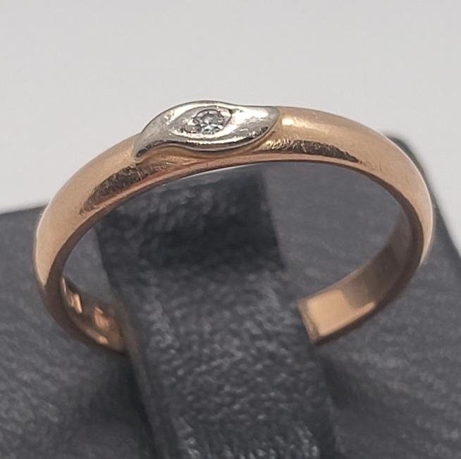 Обручальное кольцо из красного и белого золота с бриллиантом (-ми) (33777210)  6