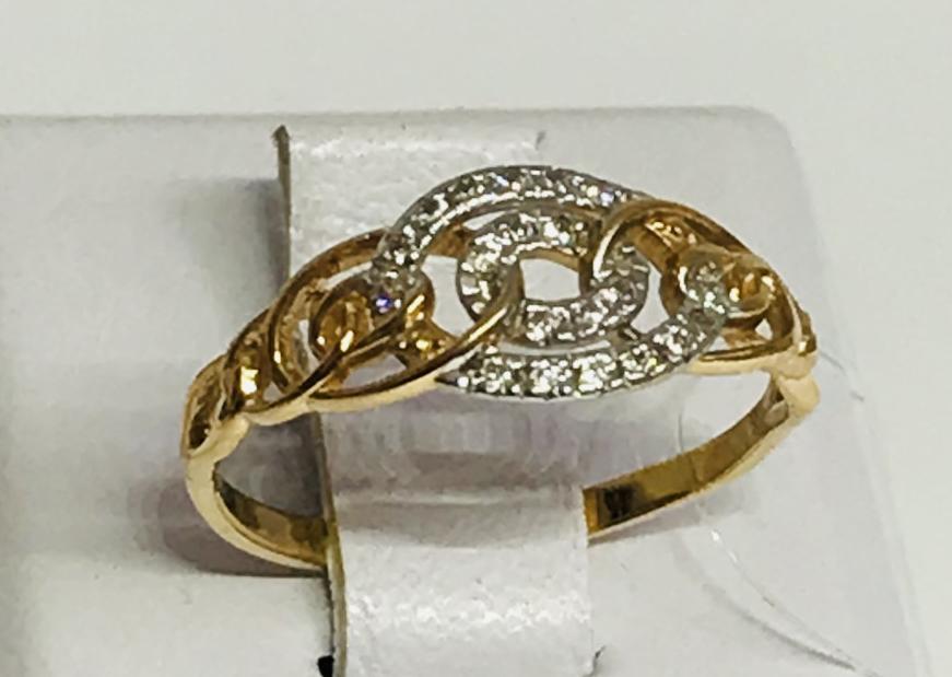 Кольцо из красного и белого золота с цирконием (29272361) 2
