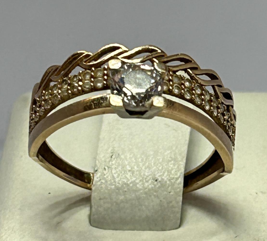 Кольцо из красного и белого золота с цирконием (33807931)  0