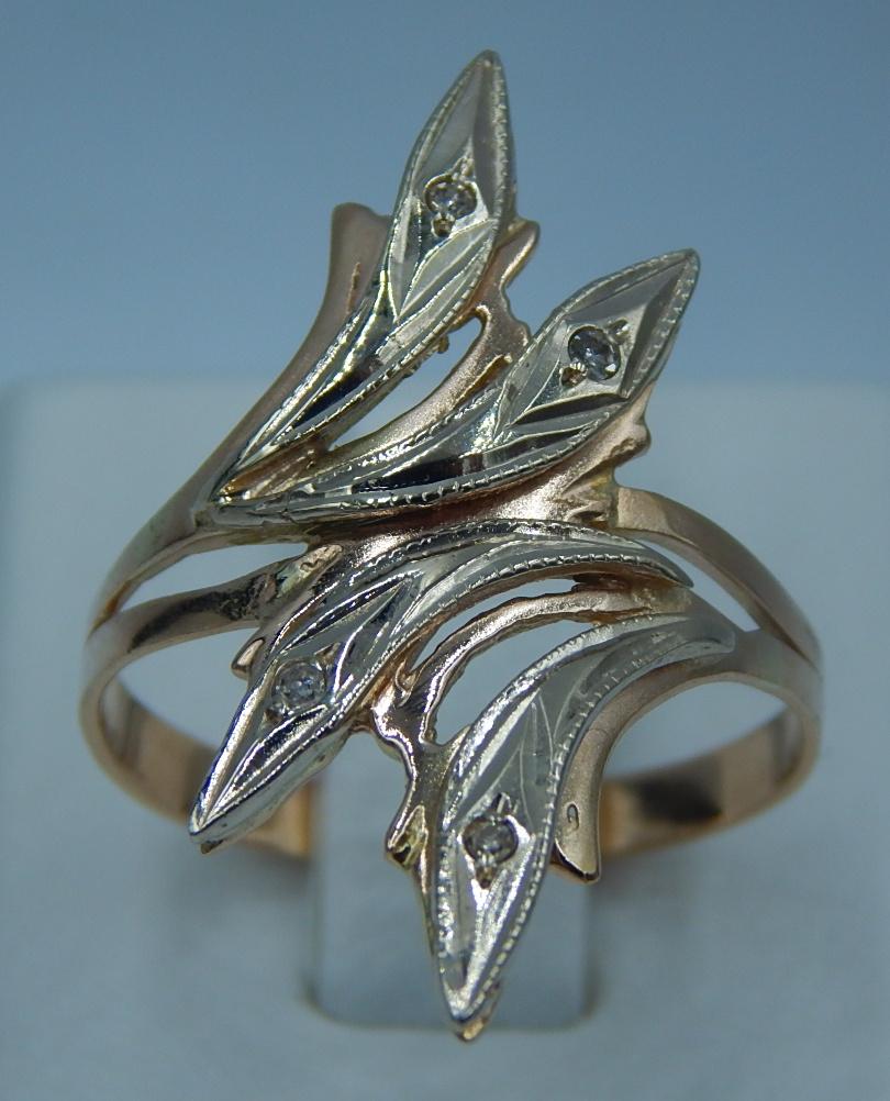 Кольцо из красного и белого золота с бриллиантом (-ми) (30963673) 0