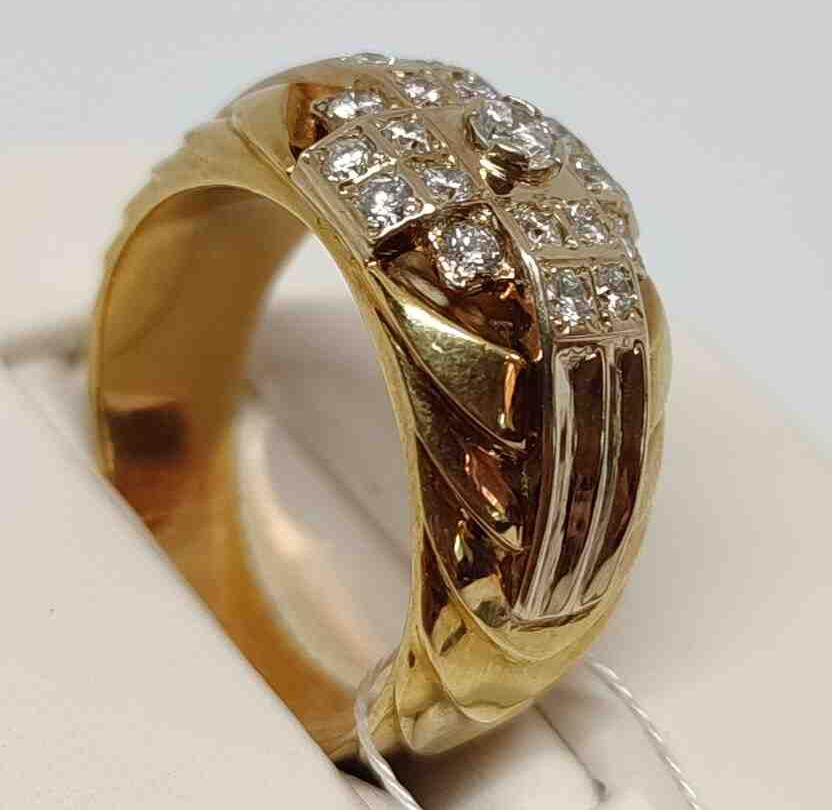 Перстень із жовтого та білого золота з діамантом (-ми) (28324480) 2