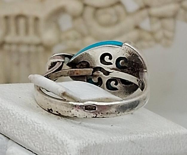 Серебряное кольцо с марказитом и бирюзой (32819340) 2