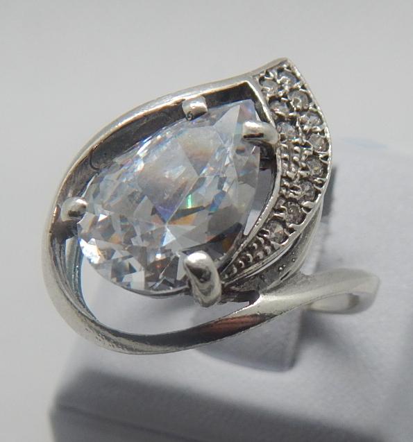 Серебряное кольцо с цирконием (32440632) 2