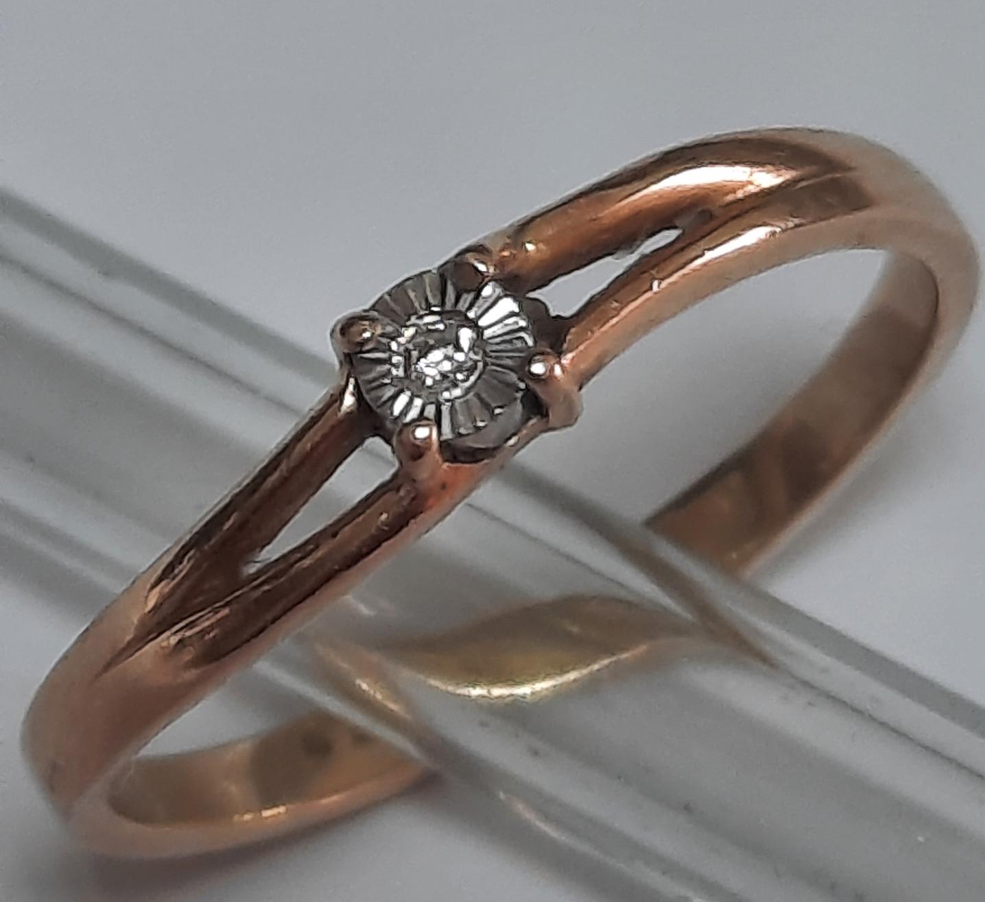Кольцо из красного и белого золота с бриллиантом (-ми) (33667653)  0