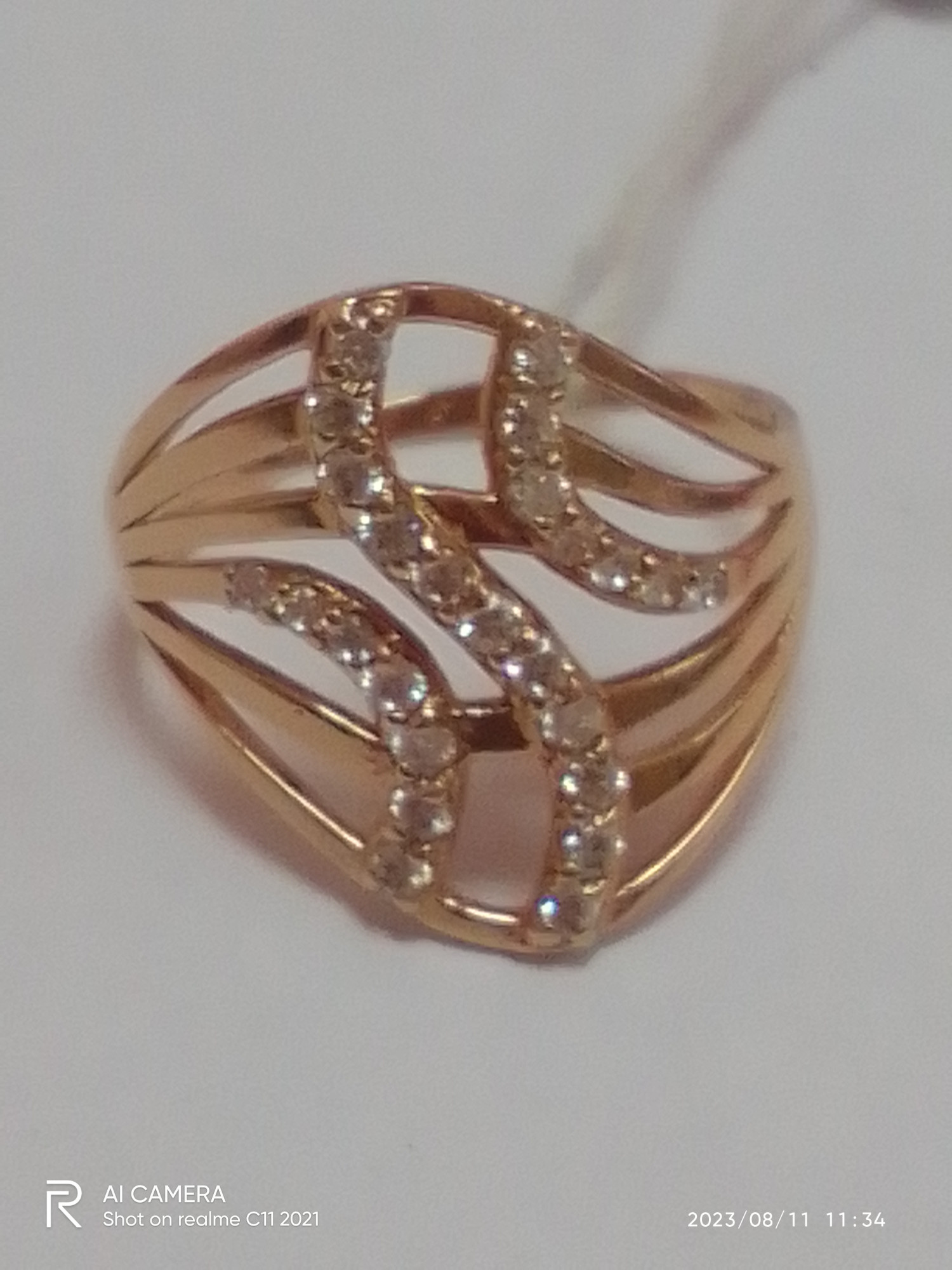 Кольцо из красного золота с цирконием (31433609)  1