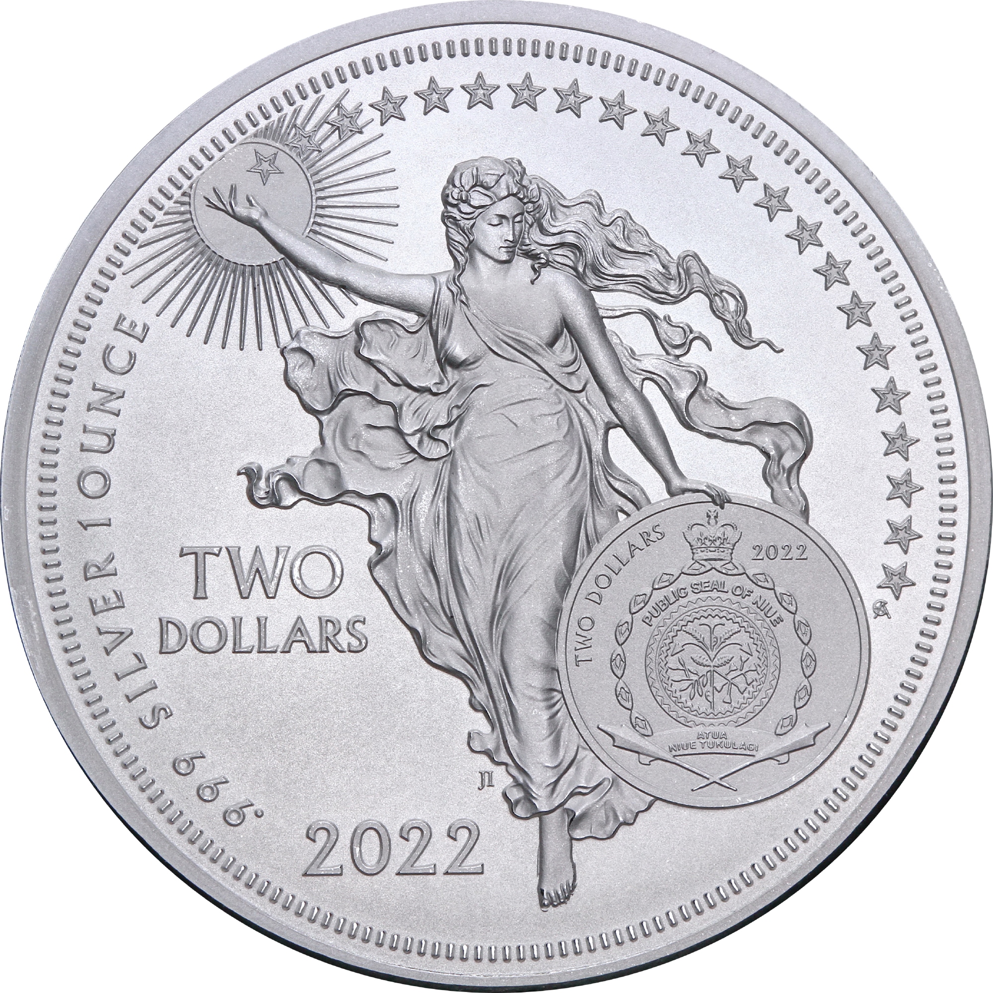 Серебряная монета 1oz Иконы Инноваций: Исаак Ньютон 2 доллара 2022 Ниуэ (29128307) 4