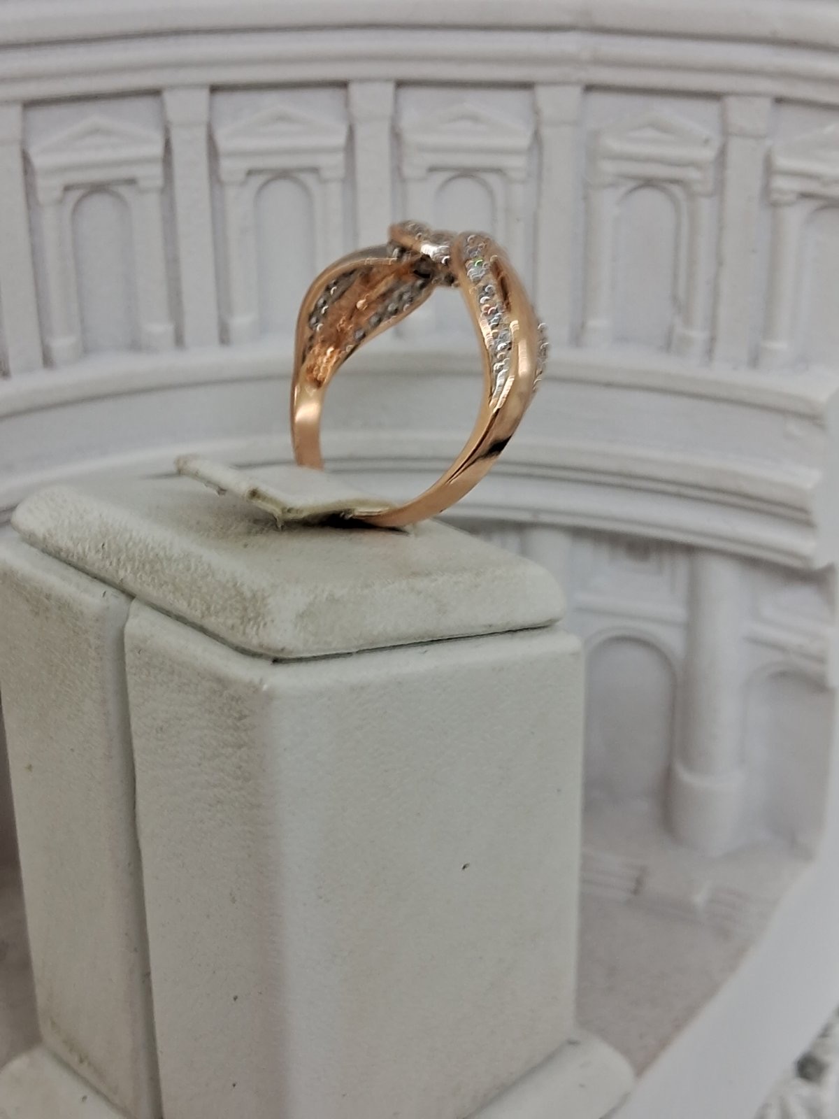 Кольцо из красного и белого золота с цирконием (33164906) 1