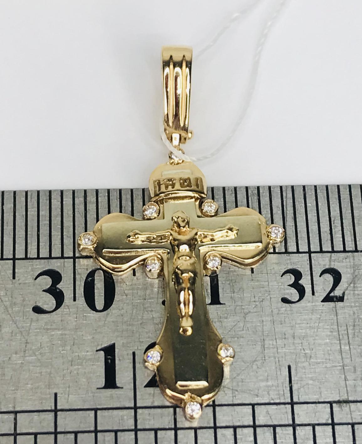 Підвіс-хрест з червоного та білого золота з цирконієм (33672502) 3