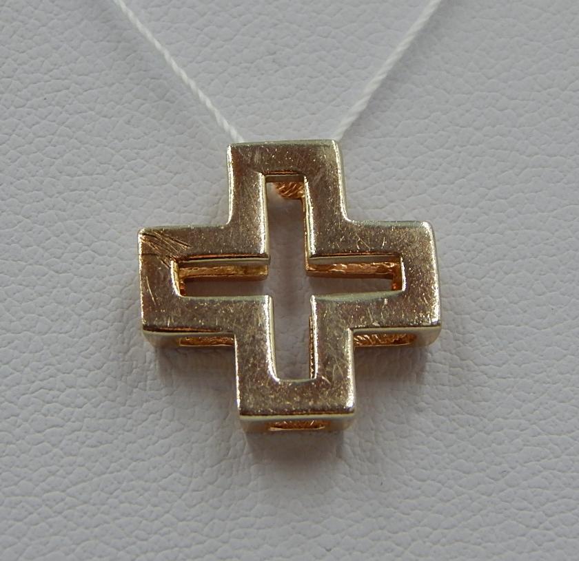 Підвіс-хрест з червоного та білого золота (33945621) 0
