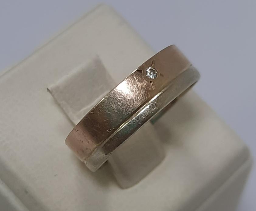 Кольцо из красного и белого золота с бриллиантом (-ми) (33246297) 2