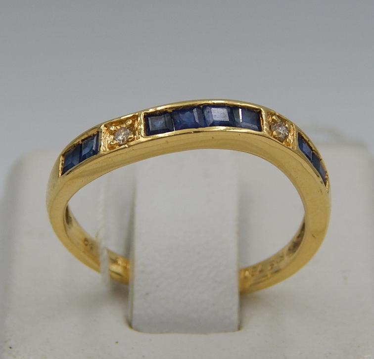 Кольцо из желтого золота с сапфиром и бриллиантом (-ми) (31163299) 0
