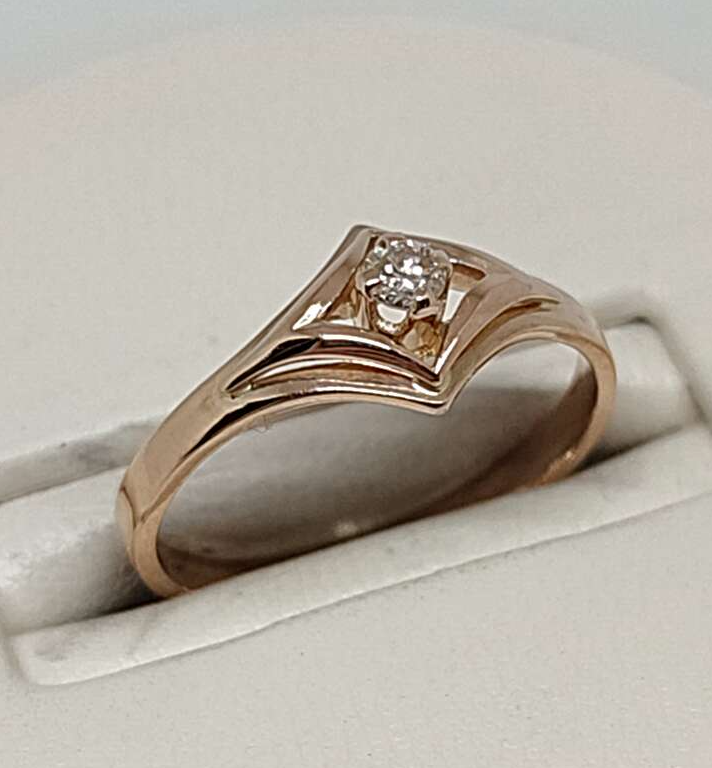 Кольцо из красного золота с бриллиантом (-ми) (30660128) 0