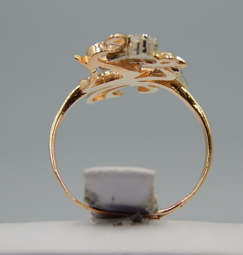 Кольцо из красного и белого золота с цирконием (32641039) 3