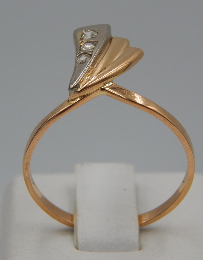 Кольцо из красного и белого золота с цирконием (29127197)  1