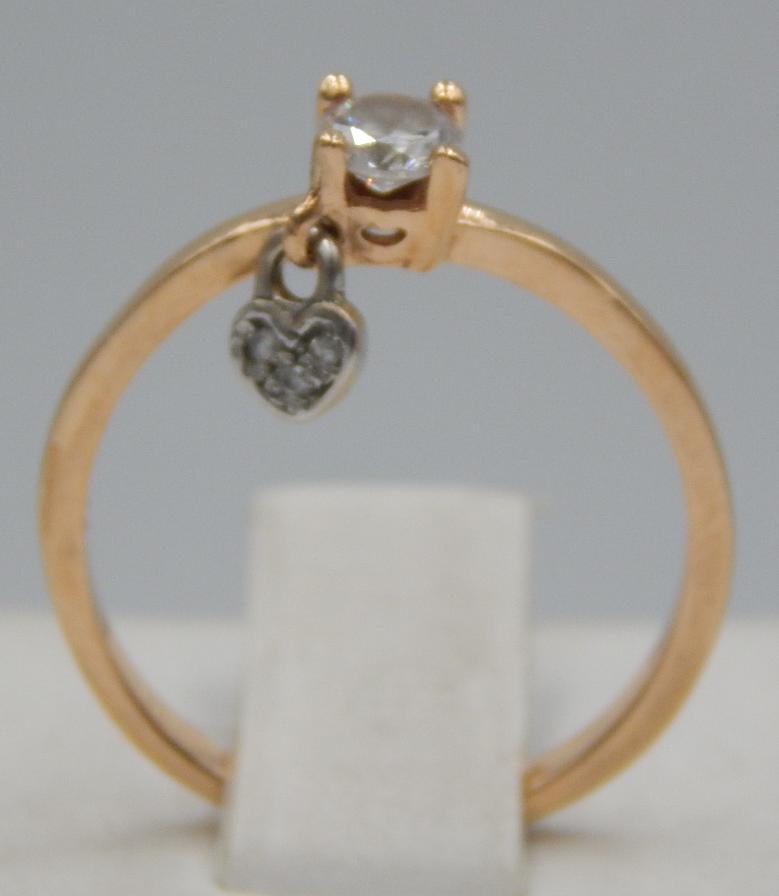 Кольцо из красного и белого золота с цирконием (28256021) 1