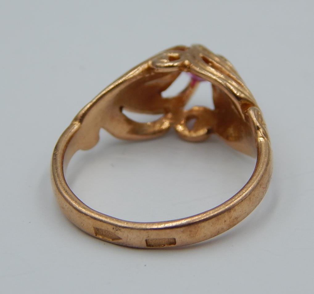 Кольцо из красного золота с корундом (30051567) 8