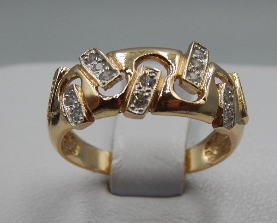 Кольцо из красного и белого золота с цирконием (31770334) 1