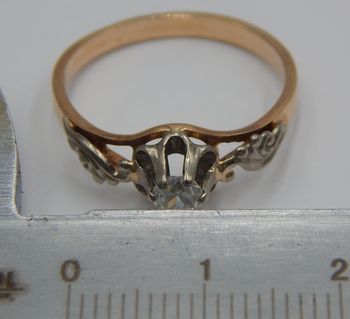 Кольцо из красного и белого золота с цирконием (33678788)  6