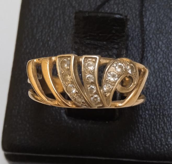 Кольцо из красного и белого золота с цирконием (31647113) 0