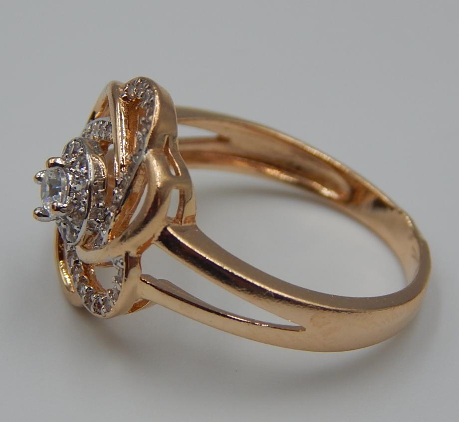 Кольцо из красного и белого золота с цирконием (33726219) 2