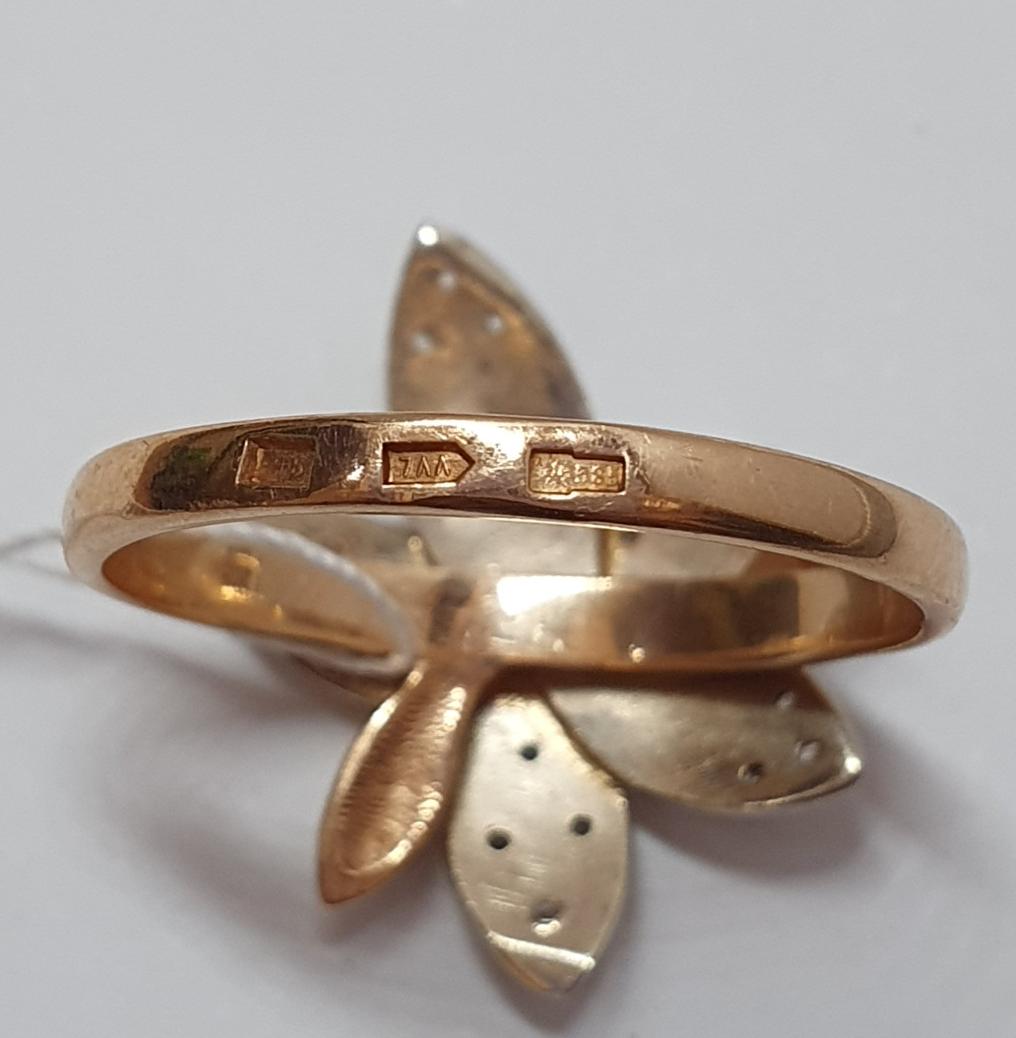 Кольцо из красного и желтого золота с цирконием (33454284) 3