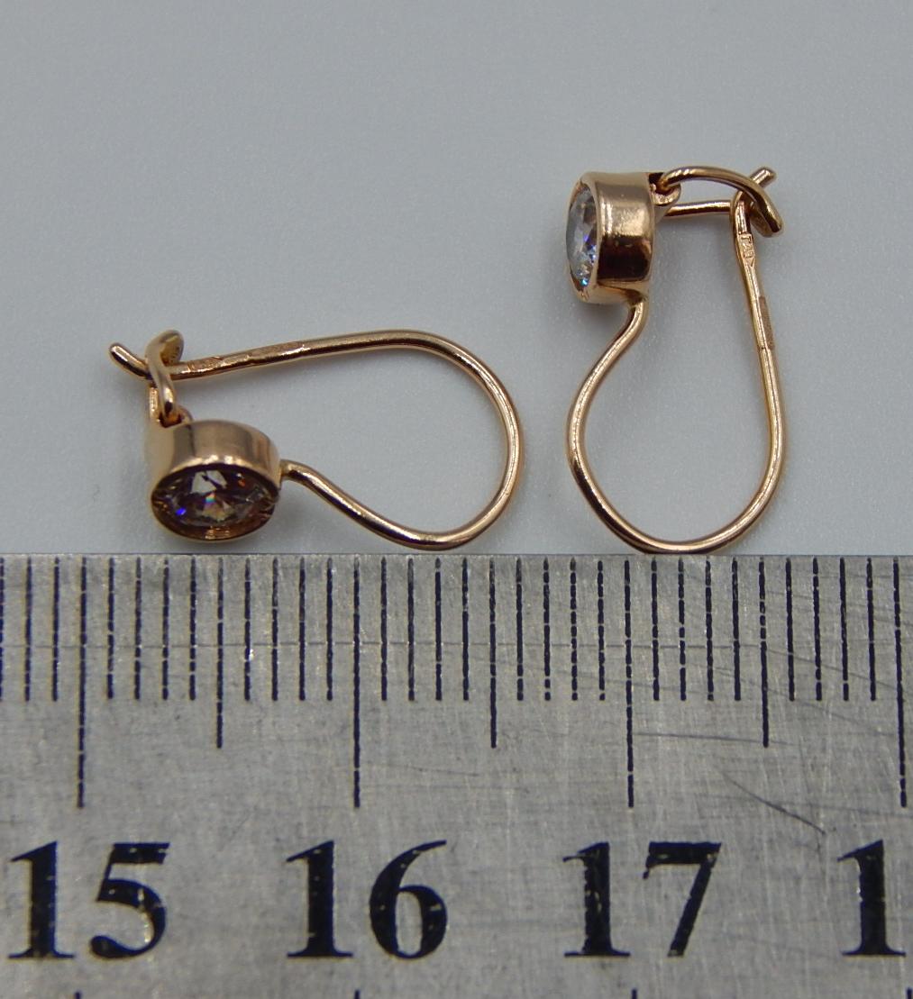 Сережки з червоного золота з цирконієм (32430016) 7
