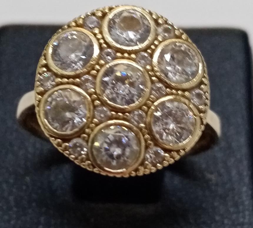 Кольцо из желтого золота с цирконием (32608532)  0