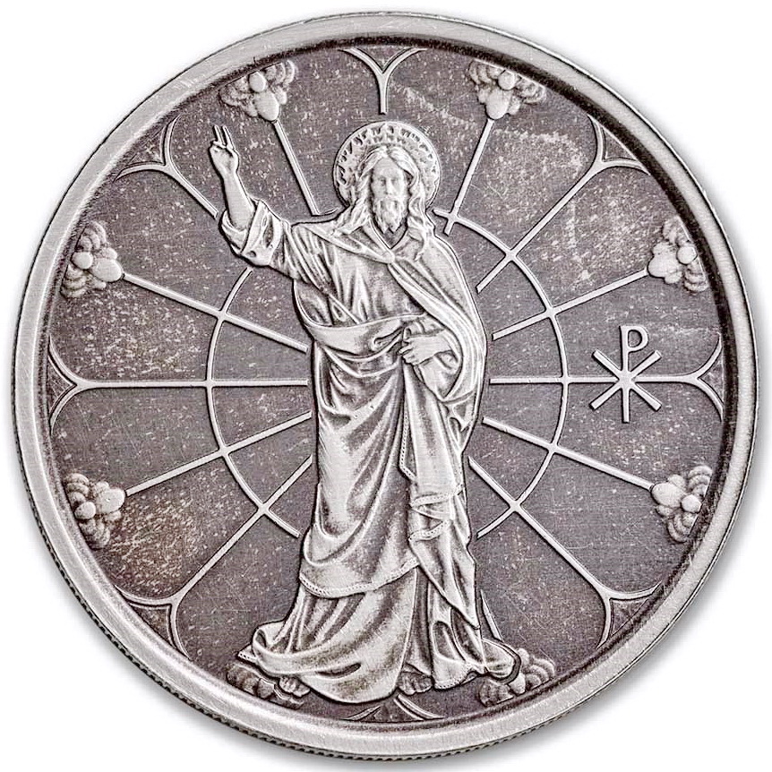 Серебряная монета 1oz Свет Христа 2 тала 2022 Самоа (Antique) (29360750) 6