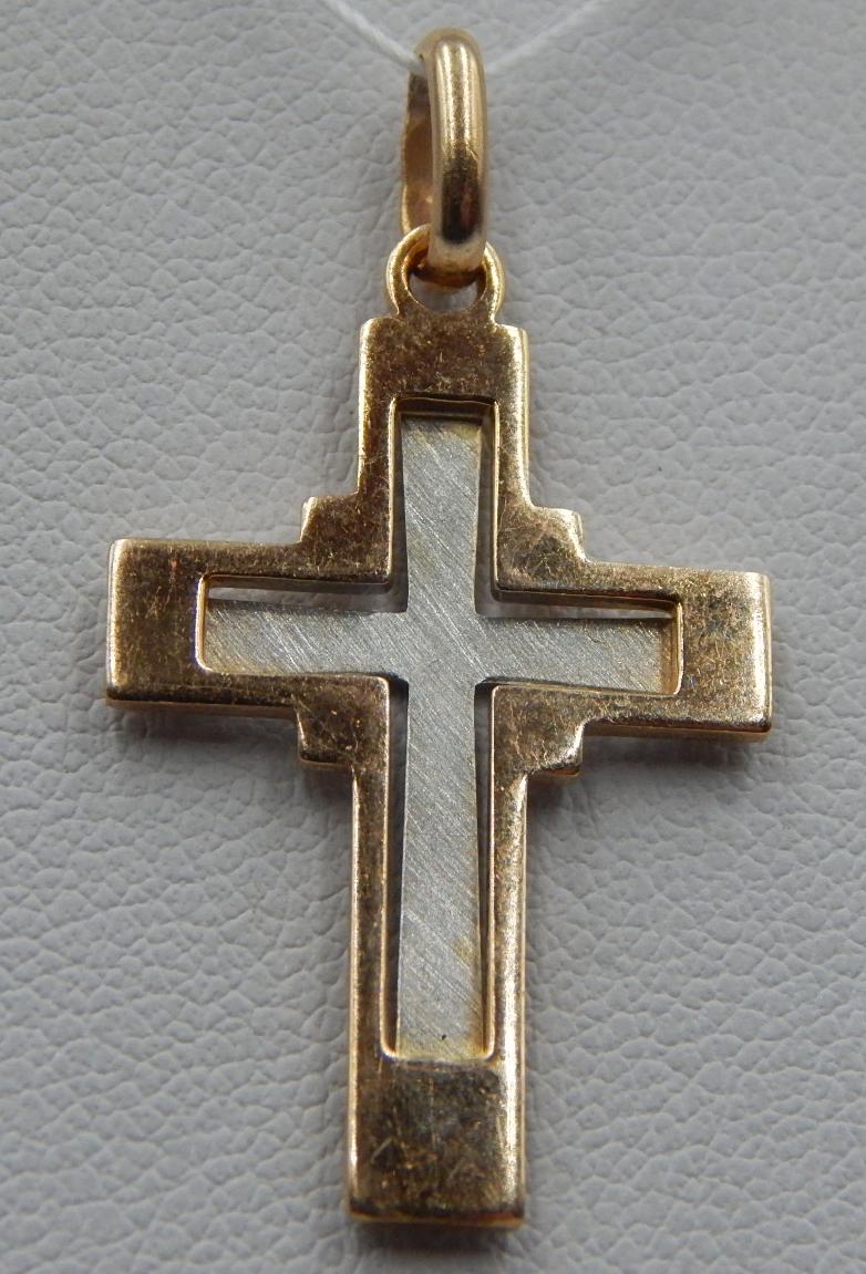 Подвес-крест из красного и белого золота (32560152) 1
