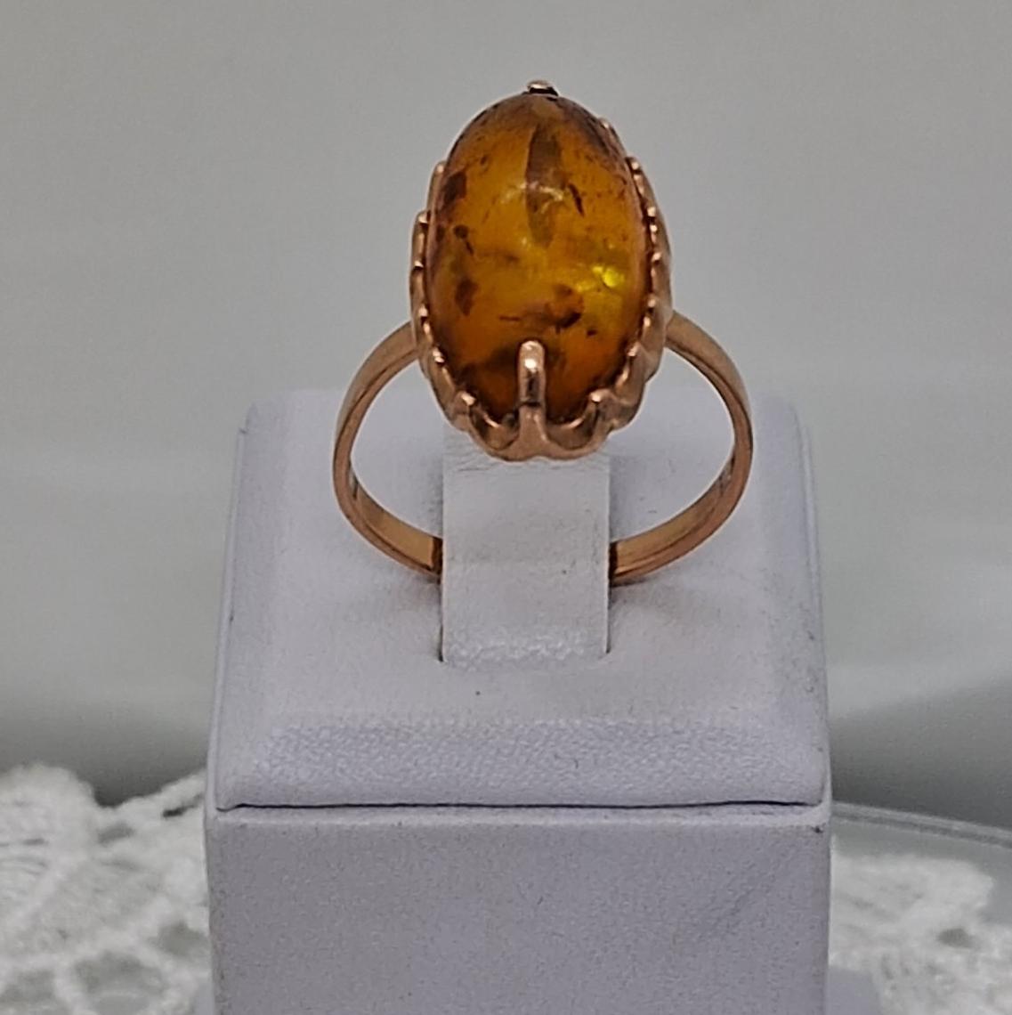 Кольцо из красного золота с янтарем (33020629) 0