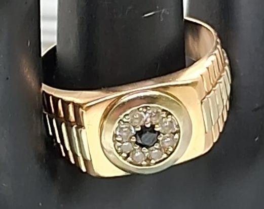 Перстень из красного и белого золота с цирконием (32488301)  8