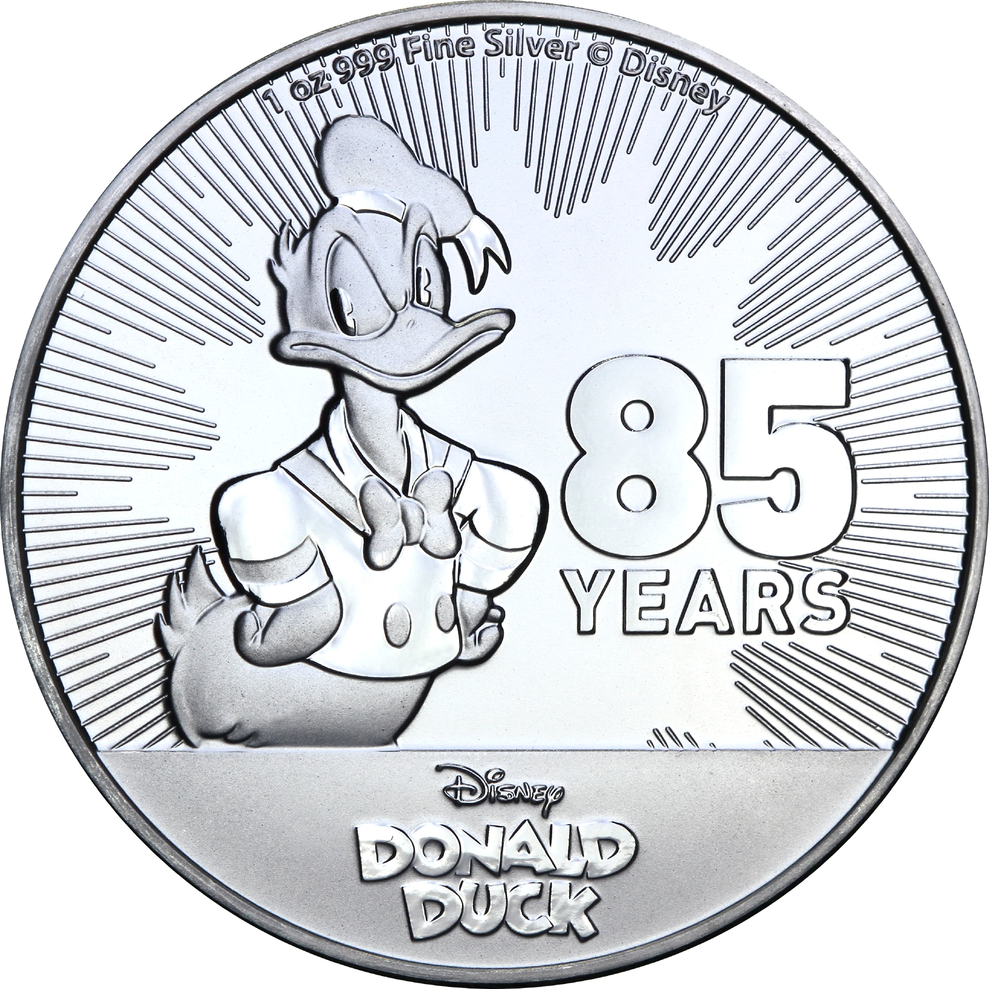 Серебряная монета 1oz Дональд Дак 85 лет 2 доллара 2019 Ниуэ (29127438) 1