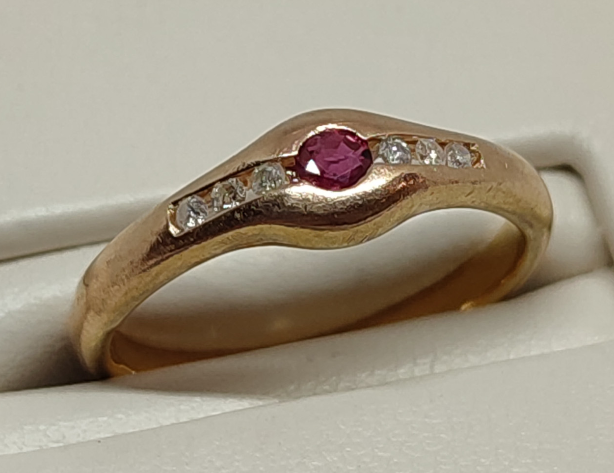 Кольцо из красного золота с сапфиром и бриллиантом (-ми) (30337068) 0