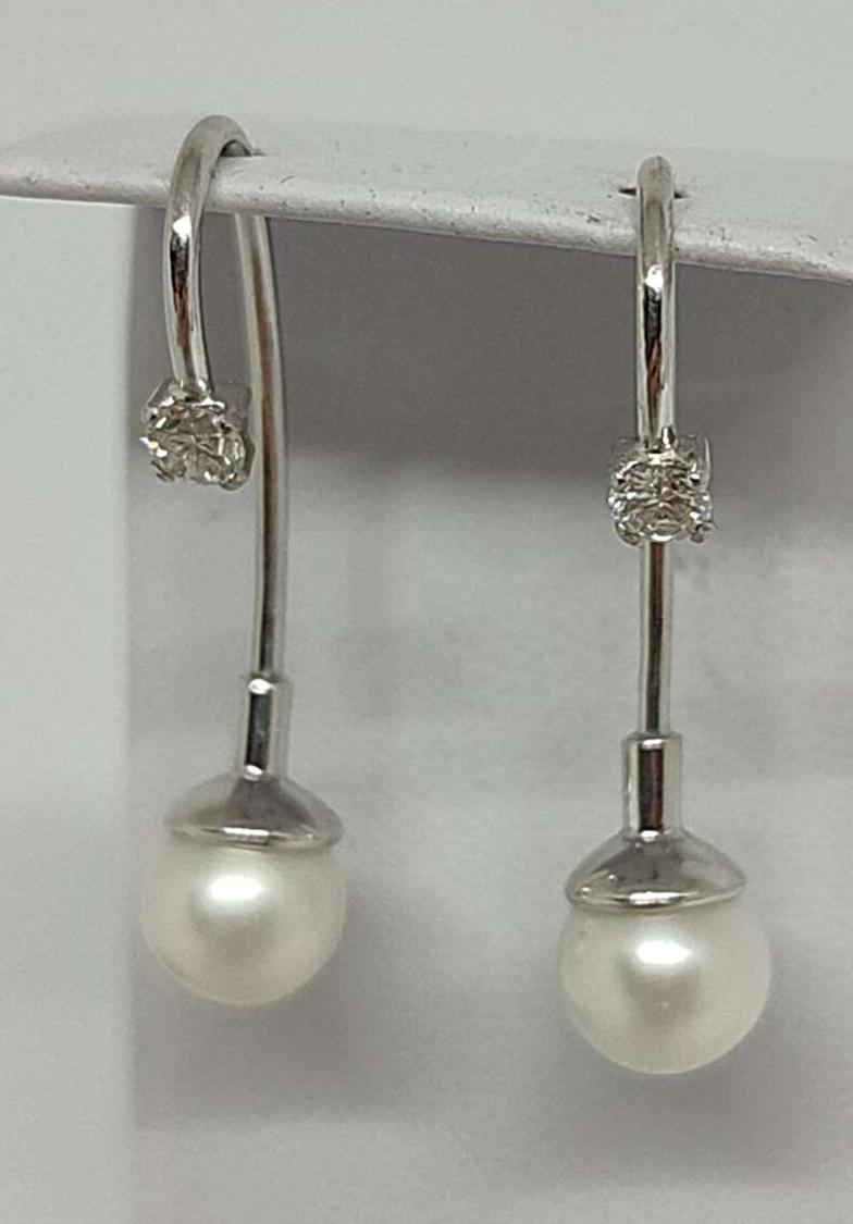 Сережки з білого золота з перлами та діамантом (-ми) (33004327)  2