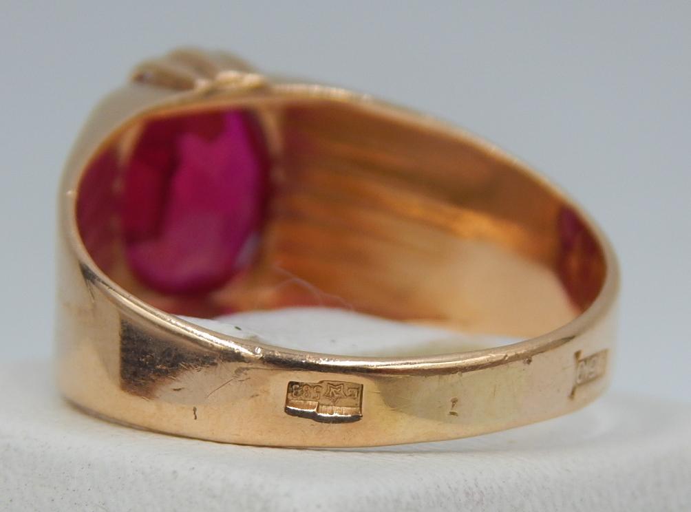 Кольцо из красного золота с корундом (28816042)  7
